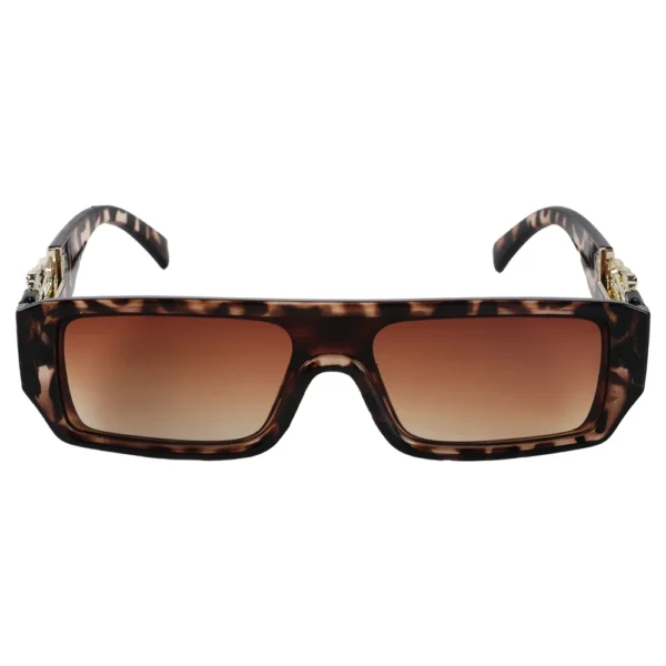 Gafas de Sol Rectangulares con Montura de PC y Detalle de Leopardo Dorado UV400 5