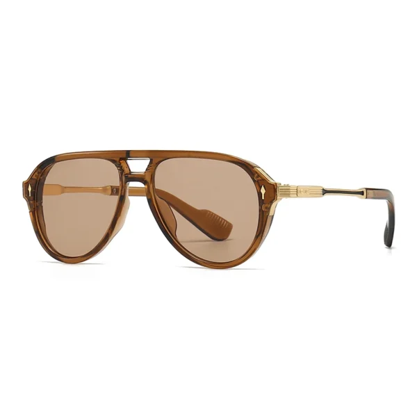 Gafas de Sol Aviador Cuadradas para Hombre – Estilo Retro Europeo y Americano, Montura Doble Brorgon, Protección UV400 7