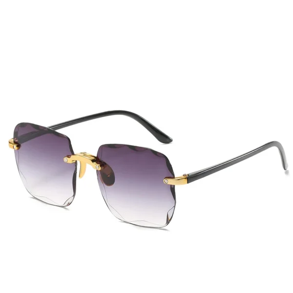 Gafas de Sol sin Montura con Lentes Degradadas y Detalles de Aleación Dorada UV400 2