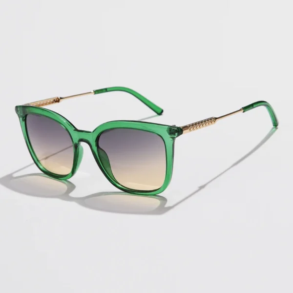 Gafas de Sol Cuadradas con Montura Transparente y Varillas Doradas | Lentes Degradadas UV400 | Gafas de Moda Retro Elegantes 2025 2