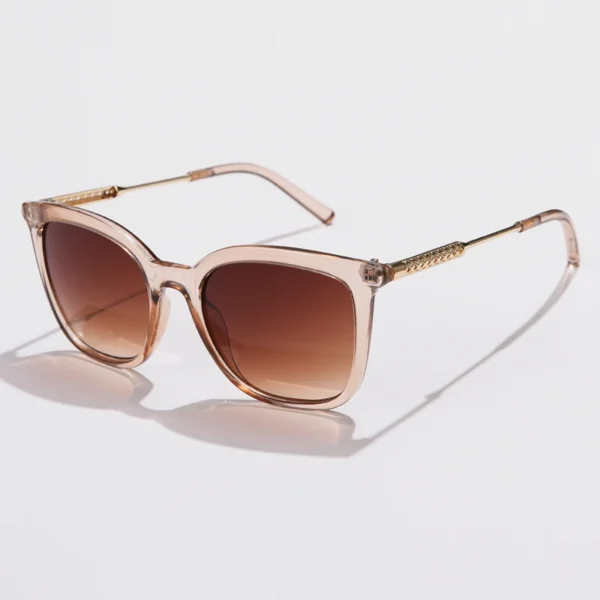 Gafas de Sol Cuadradas con Montura Transparente y Varillas Doradas | Lentes Degradadas UV400 | Gafas de Moda Retro Elegantes 2025 3