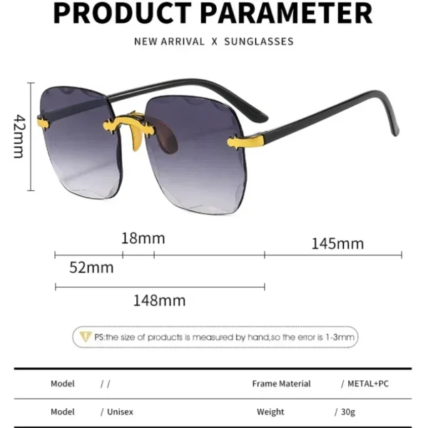 Gafas de Sol Sin Montura Cuadradas - Estilo Pasarela UV400 3