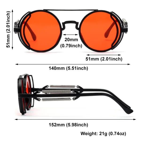 Gafas de Sol Góticas Redondas con Doble Patilla – Diseño Único y Protección UV400 3