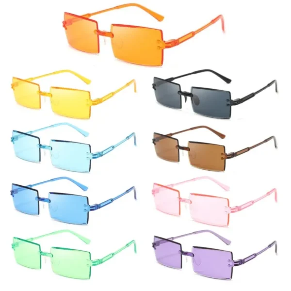 Gafas de Sol Cuadradas sin Montura con Lentes de Colores Gradiente y Protección UV400 2