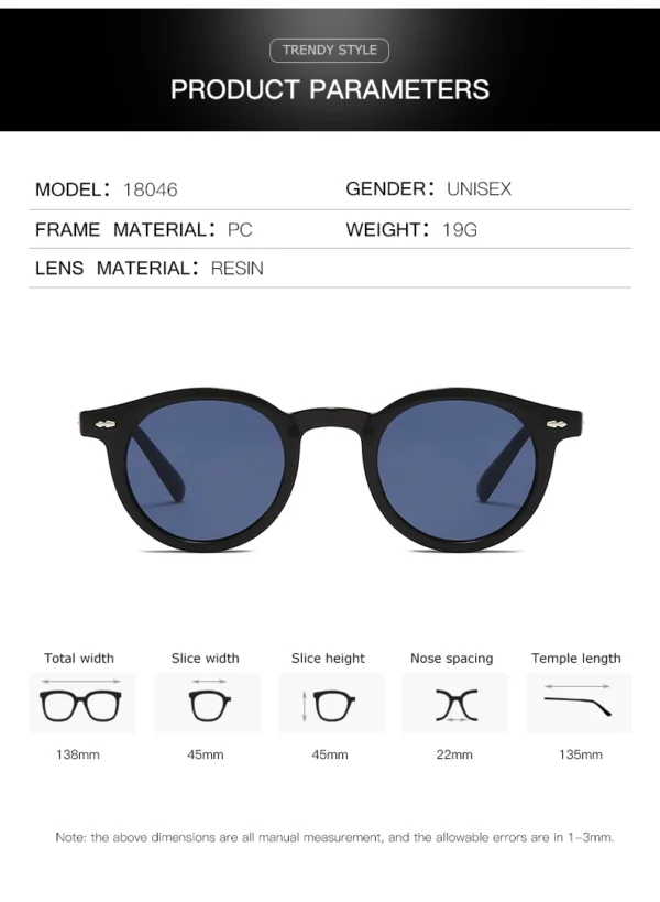 Gafas de Sol Redondas Vintage con Lentes UV400 5