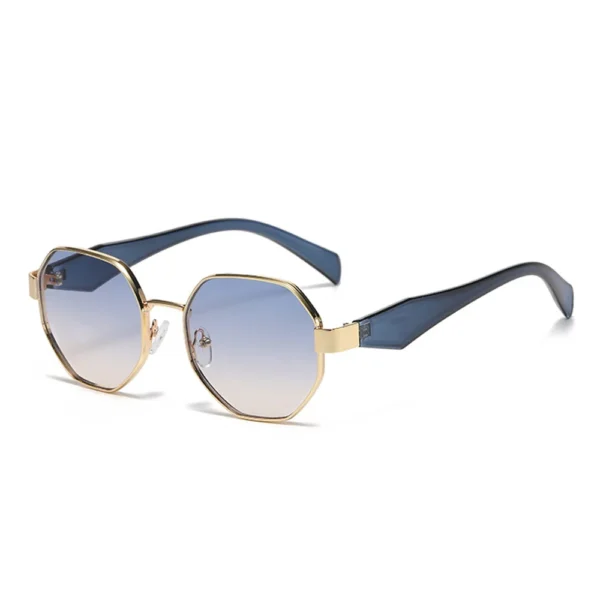 Gafas de Sol Poligonales de Metal | Diseño Vintage con Lentes Degradadas UV400 7