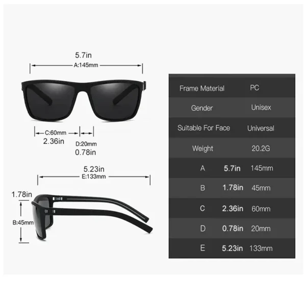 Gafas de Sol Polarizadas Cuadradas con Montura Ligera | Protección UV400 1